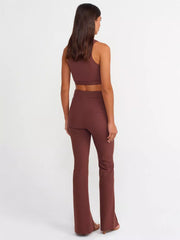 Midi slit high waisted pants