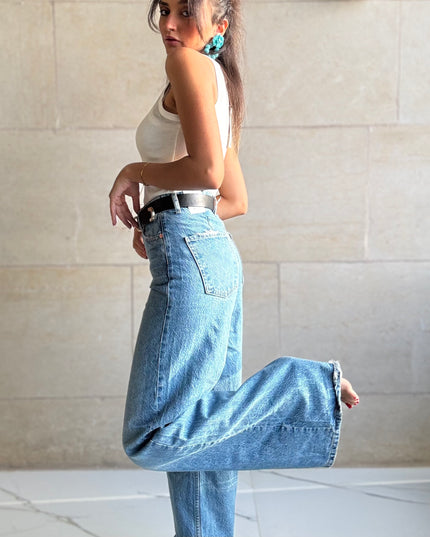 Light blue high waisted wide leg jeans 4074