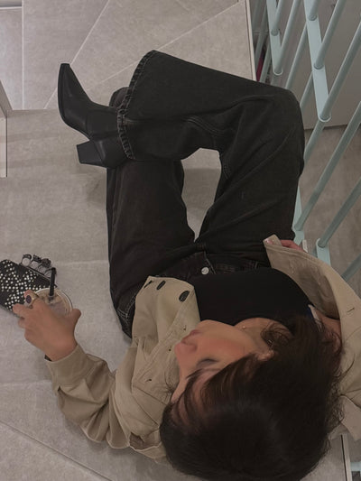 Black washed out mid rise baggy jeans 4047