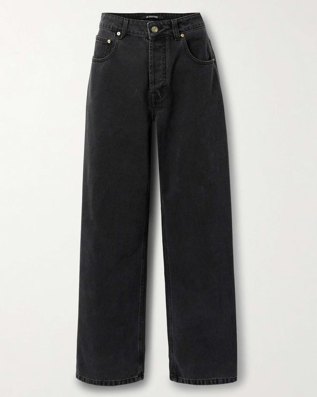 Black washed out mid rise baggy jeans 4047