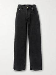 Black washed out mid rise baggy jeans 4047