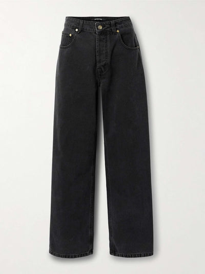 Black washed out mid rise baggy jeans 4047