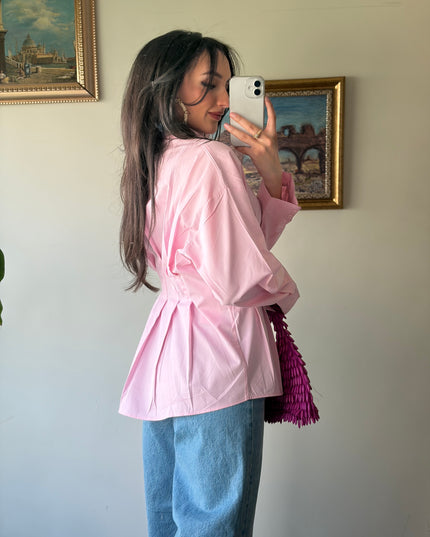 Waist detailed poplin shirts 4076