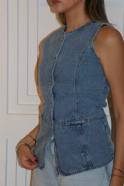 Premium denim buttoned vest 3097