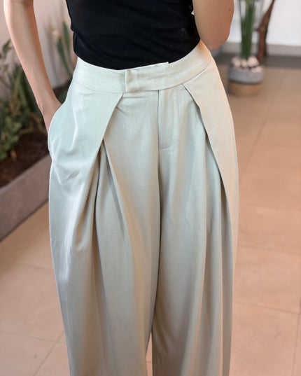 Wide legged cotton-linen blend palazzo 4079