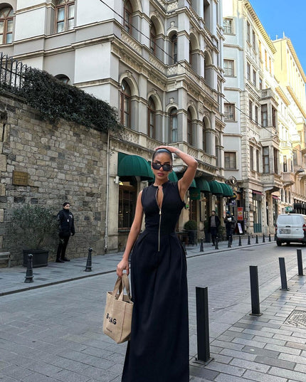 Full neck zippered maxi dress 3094