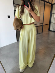 High waisted sweatpants two pieces set 4022