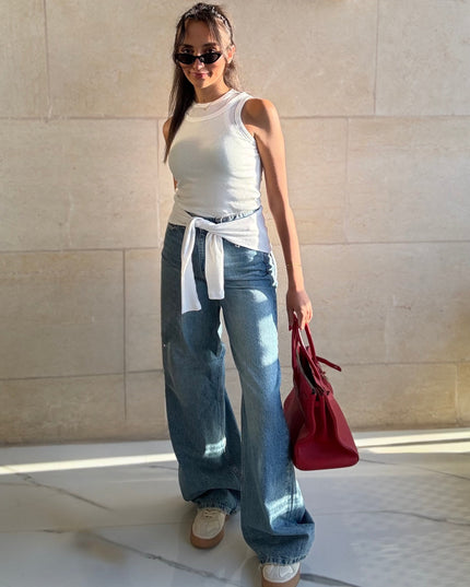 Light blue high waisted wide leg jeans 4074