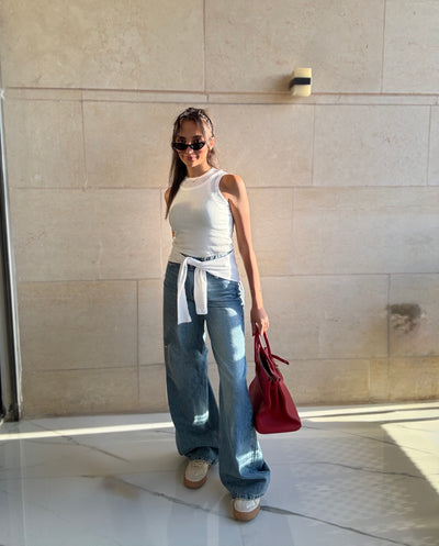 High waisted wide leg jeans light blue 4046