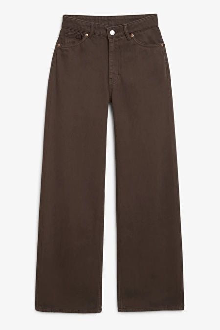 HIGH WAISTED WIDE LEG JEANS Espresso BROWN 4050