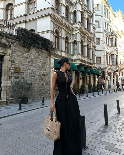 Full neck zippered maxi dress 3094