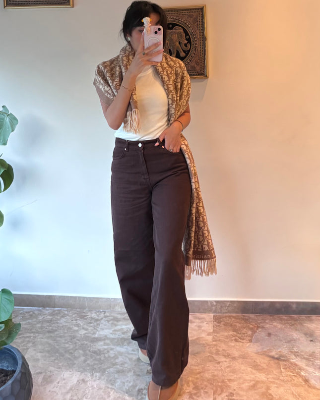 HIGH WAISTED WIDE LEG JEANS Espresso BROWN 4050