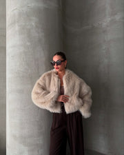 One sized cropped fur jacket 4005