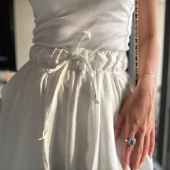 White wide legged soft fabric summer pants 4023