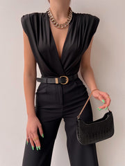 Padded sleeveless V-neck bodysuit