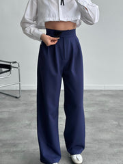 High waisted wide leg sticker detailed pants 3085