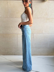 High waisted wide leg jeans light blue 4046
