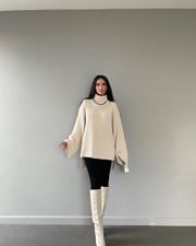 Oversized turtle neck knit-sweater 3039