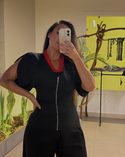 Double crepe zippered top 4082