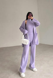 3 pieces long cardigan lounge set 3067