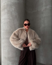 One sized cropped fur jacket 4005