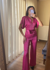 Belted silk jumpsuit