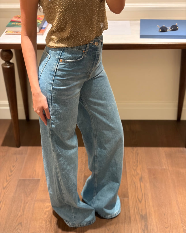 Light blue high waisted wide leg jeans 4074