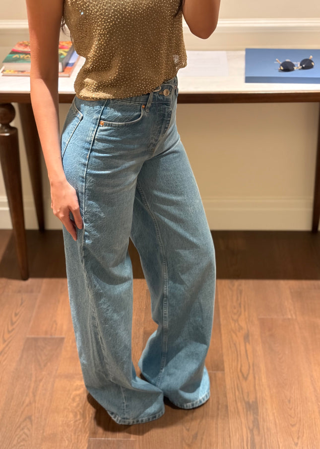 Light blue high waisted wide leg jeans 4074