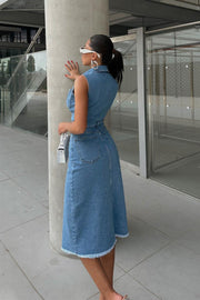 Sleeveless denim midi dress 3000