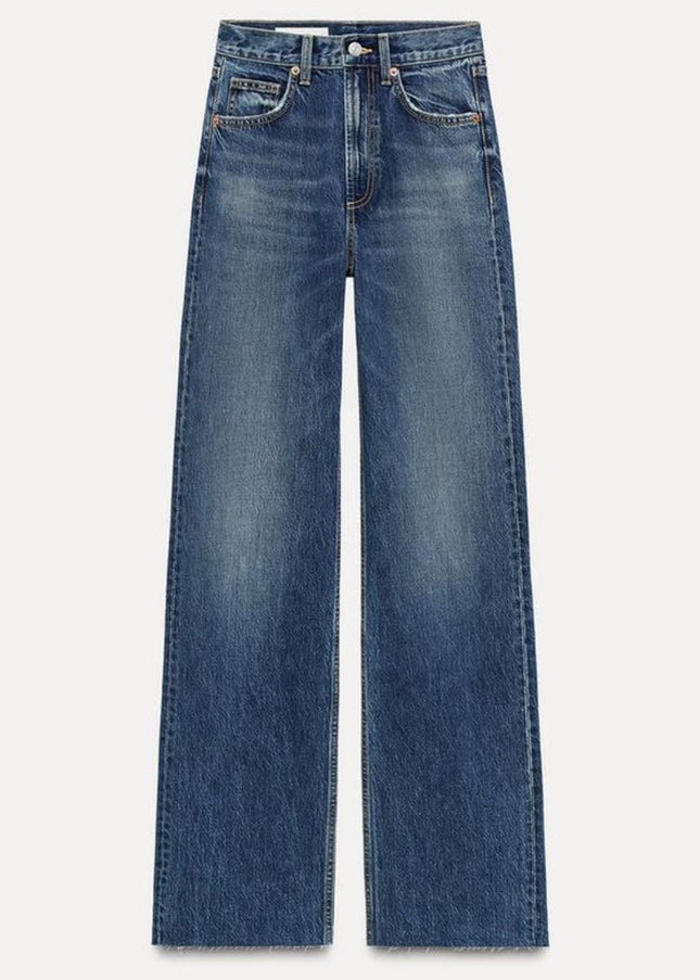 HIGH WAISTED WIDE LEG JEANS DARK BLUE 4049