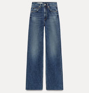 HIGH WAISTED WIDE LEG JEANS DARK BLUE 4049