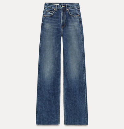 HIGH WAISTED WIDE LEG JEANS DARK BLUE 4049