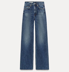 HIGH WAISTED WIDE LEG JEANS DARK BLUE 4049