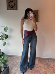 HIGH WAISTED WIDE LEG JEANS DARK BLUE 4049