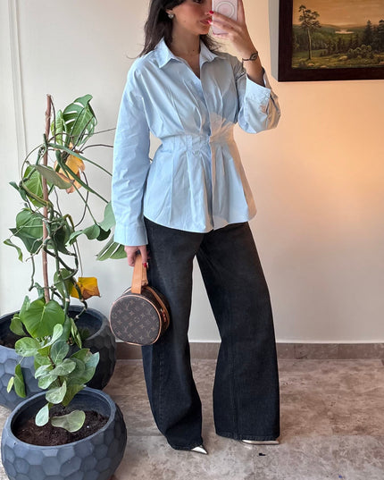 Black washed out wide leg jeans 4068
