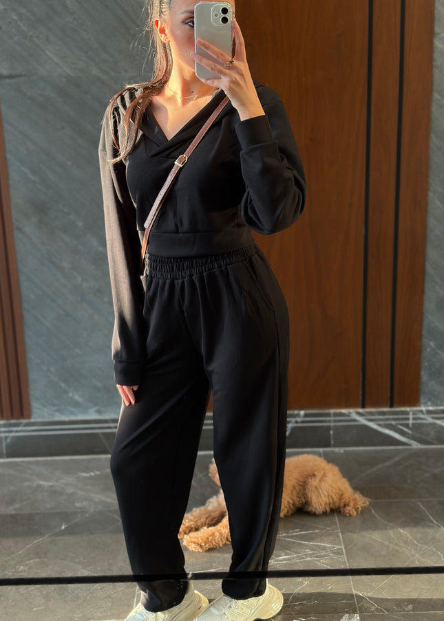 2 piece hooded cotton set elastic waisted 4072