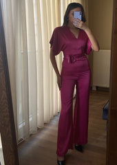 Belted silk jumpsuit