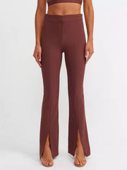 Midi slit high waisted pants