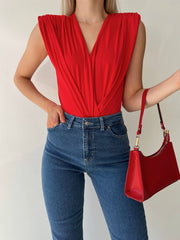 Padded sleeveless V-neck bodysuit