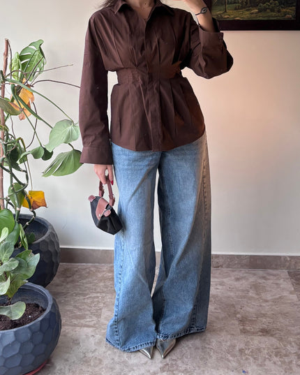 High waisted wide leg jeans light blue 4046