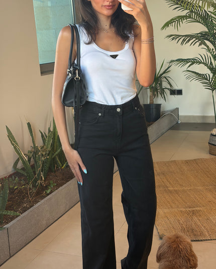 HIGH WAISTED STRAIGHT LEG JEANS BLACK 4064