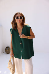 V neck buttoned thick vest 3031