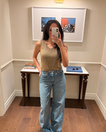 Light blue high waisted wide leg jeans 4074