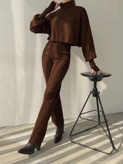 Turtleneck high waisted pants lounge set 3040