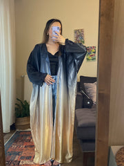 Ombre straight satin oversized open abaya 3083