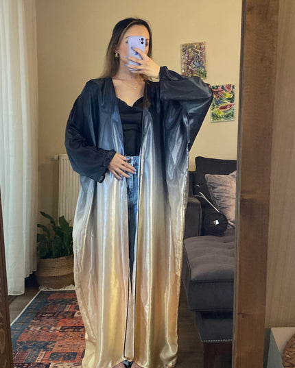 Ombre straight satin oversized open abaya 3083