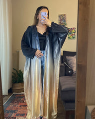 Ombre straight satin oversized open abaya 3083