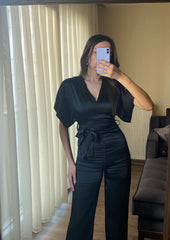 Belted silk jumpsuit