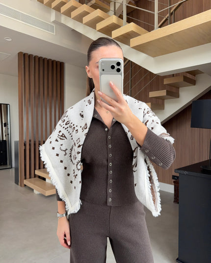 Cashmere-feel embroidered scarf 4061