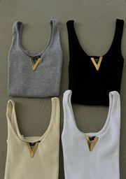 Gold accessorized Valentino full cotton tank top 3092